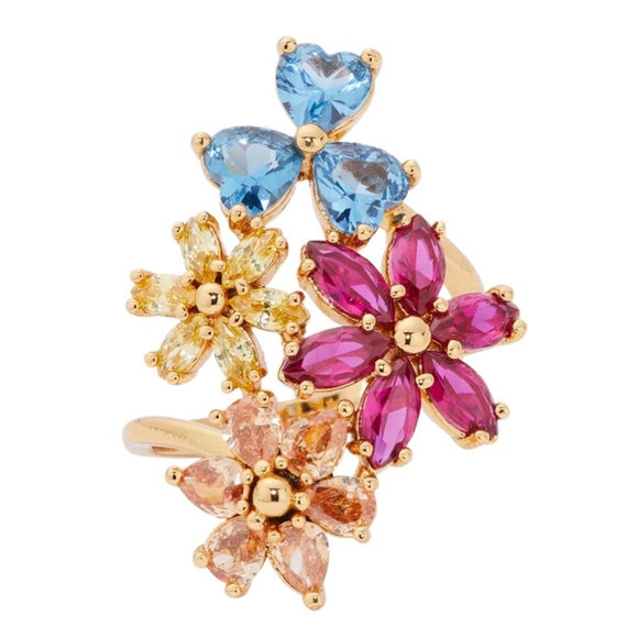 KATE SPADE • First Bloom Crystal Flower Statement Ring - Picture 3 of 5